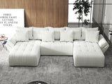 Colțar extensibil dumonde cu ladă de depozitare si sezut confortabil din spuma HR, Berlin U Ambience Bej 380x180 cm Fabrica