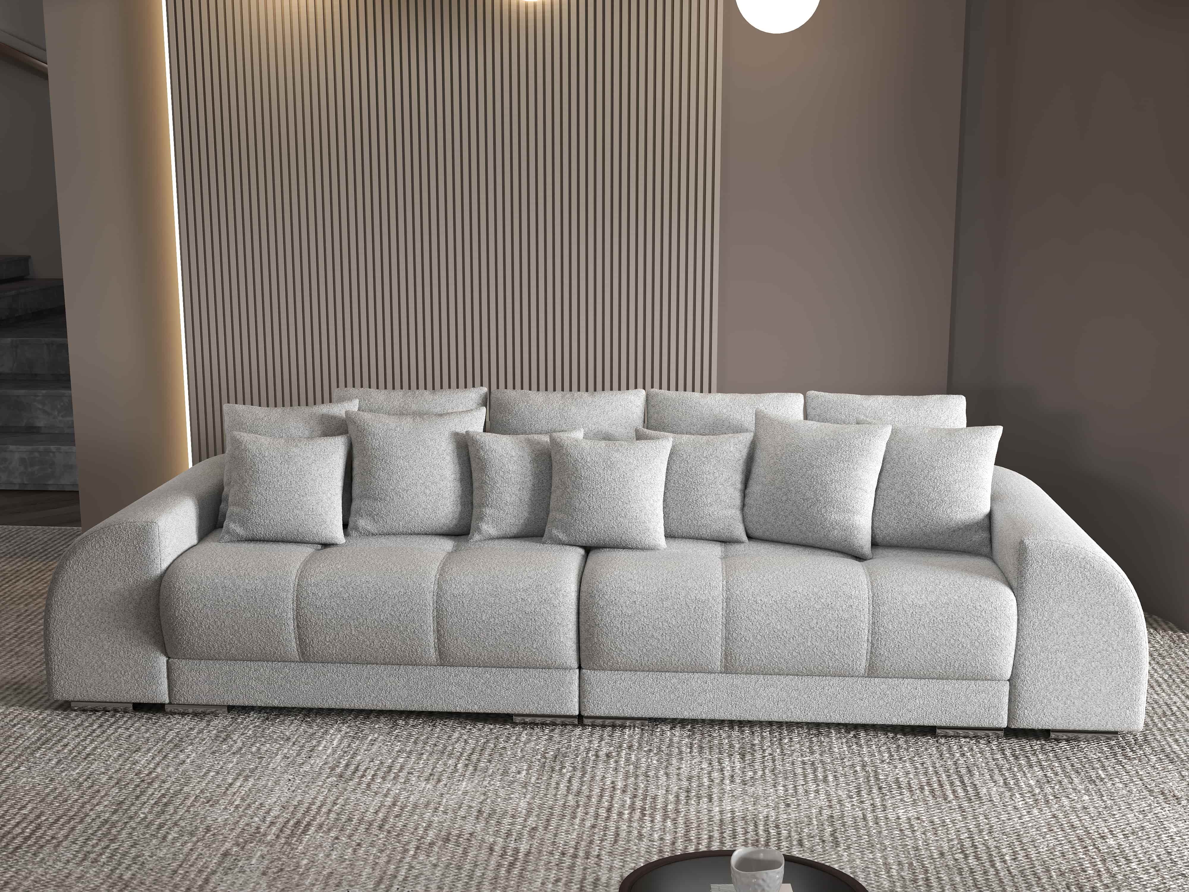 Canapea extensibilă dumonde cu 2 lăzi de depozitare si sezut confortabil din spuma HR, Verona Euphoria Dove 310x100 cm Fabrica