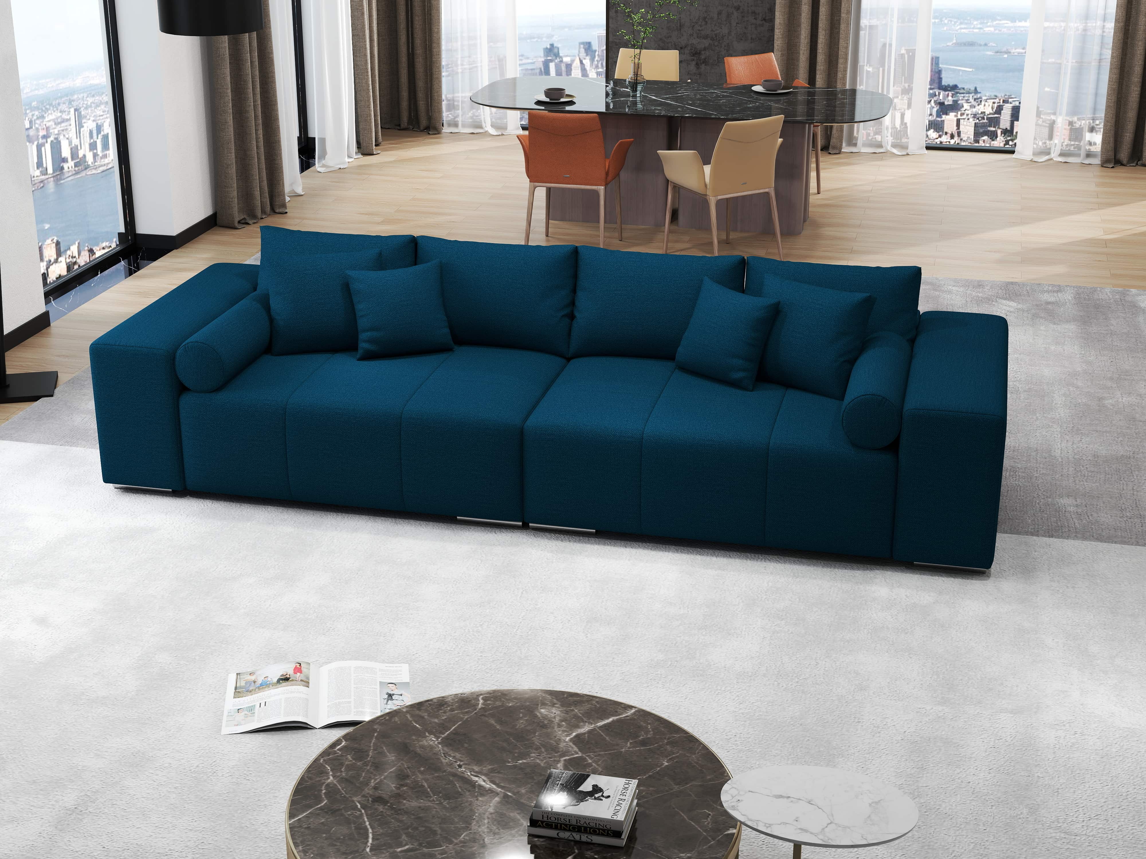 Canapea extensibilă dumonde cu ladă de depozitare si sezut confortabil din spuma HR, Marbela Verde Petrol XXL 295x100 cm Fabrica