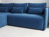 Colțar extensibil dumonde cu ladă de depozitare si sezut confortabil din spuma HR, Malta Zoom Blue II 235x185 cm