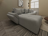 Colțar extensibil dumonde cu ladă de depozitare si sezut confortabil din spuma HR, Berlin XL Zoom Pearl 350x185 cm