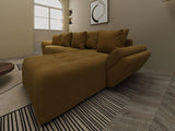 Colțar extensibil dumonde cu ladă de depozitare si sezut confortabil din spuma HR, Berlin XL Zoom Mustar 350x185 cm II Fabrica