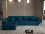 Colțar extensibil dumonde cu ladă de depozitare si sezut confortabil din spuma HR, Loana XL Enjoy Verde Petrol 335x185 cm Fabrica
