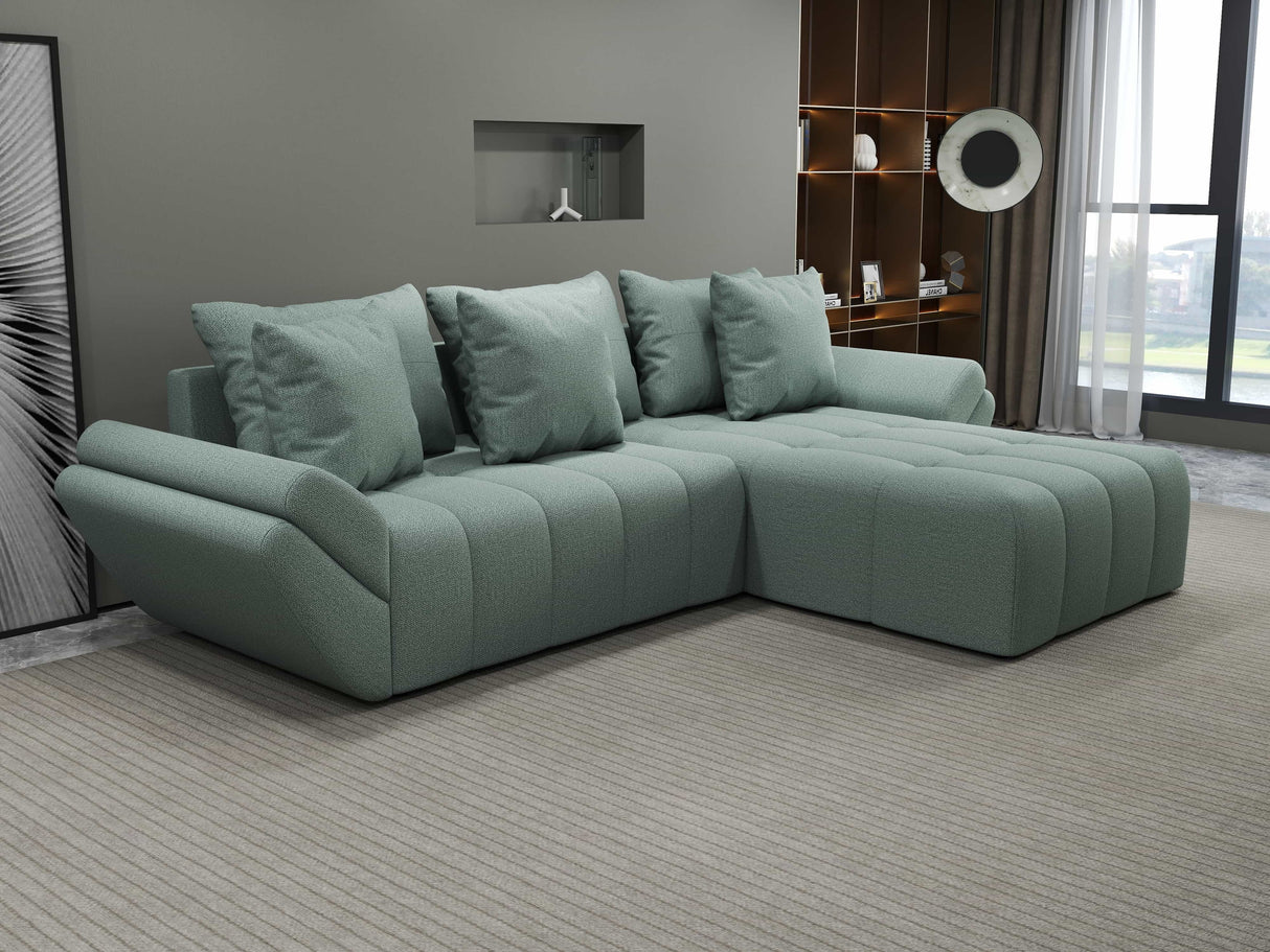 Colțar extensibil dumonde cu ladă de depozitare si sezut confortabil din spuma HR, Berlin Enjoy Mint 280x185 cm II Fabrica