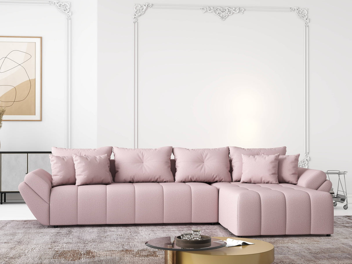 Colțar extensibil dumonde cu ladă de depozitare si sezut confortabil din spuma HR, Berlin XL Enjoy Lux Flamingo 350x185 cm II Fabrica