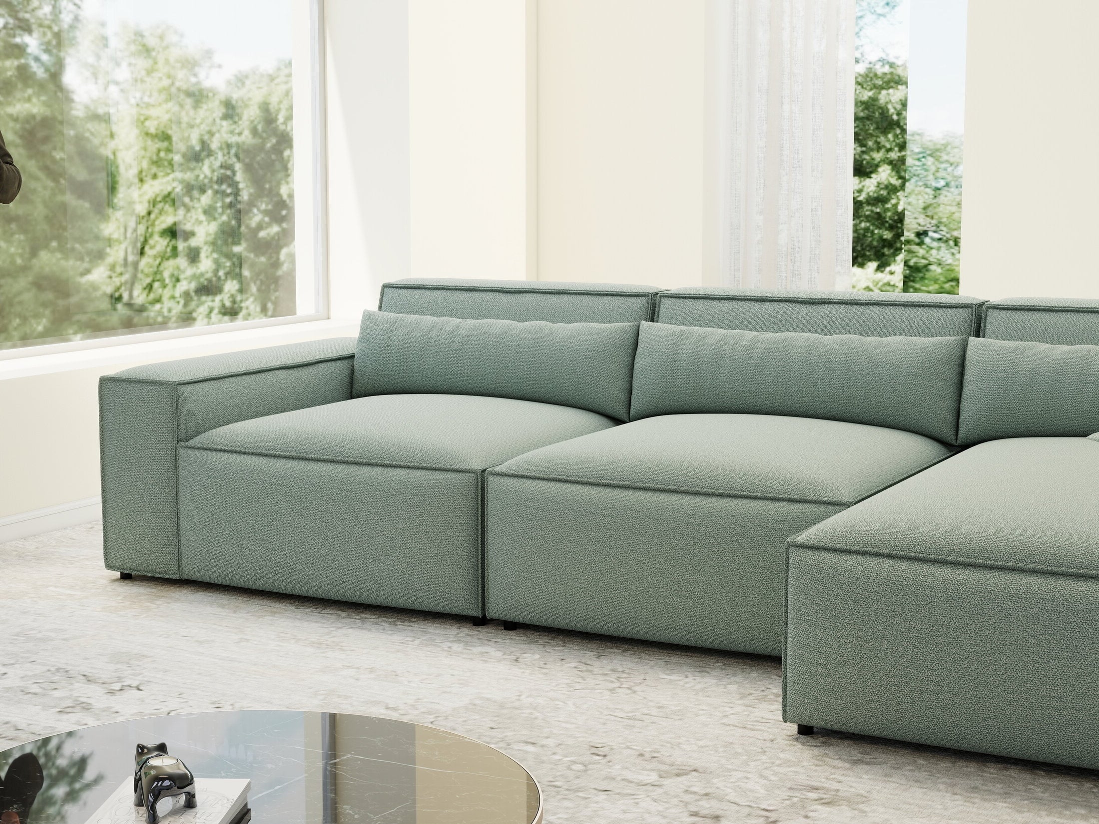 Colțar dumonde cu sezut confortabil din spuma HR, Marvelo XL Enjoy Verde Mint 366x175 cm II