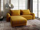 Colțar extensibil dumonde cu ladă de depozitare si sezut confortabil din spuma HR, Denver Ambience Mustar 275x185 cm Fabrica