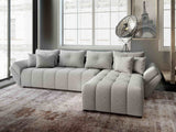 Colțar extensibil dumonde cu ladă de depozitare si sezut confortabil din spuma HR, Berlin XL Euphoria Grey 350x185 cm II Fabrica