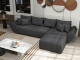 Colțar extensibil dumonde cu ladă de depozitare si sezut confortabil din spuma HR, Berlin XL Euphoria Graphite 350x185 cm Fabrica