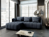 Colțar extensibil dumonde cu ladă de depozitare si sezut confortabil din spuma HR, Malta Grau 235x185 cm Fabrica