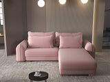 Colțar extensibil dumonde cu ladă de depozitare si sezut confortabil din spuma HR, Denver Royal Roz 275x185 cm II Fabrica