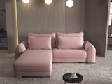 Colțar extensibil dumonde cu ladă de depozitare si sezut confortabil din spuma HR, Denver Royal Roz 275x185 cm Fabrica