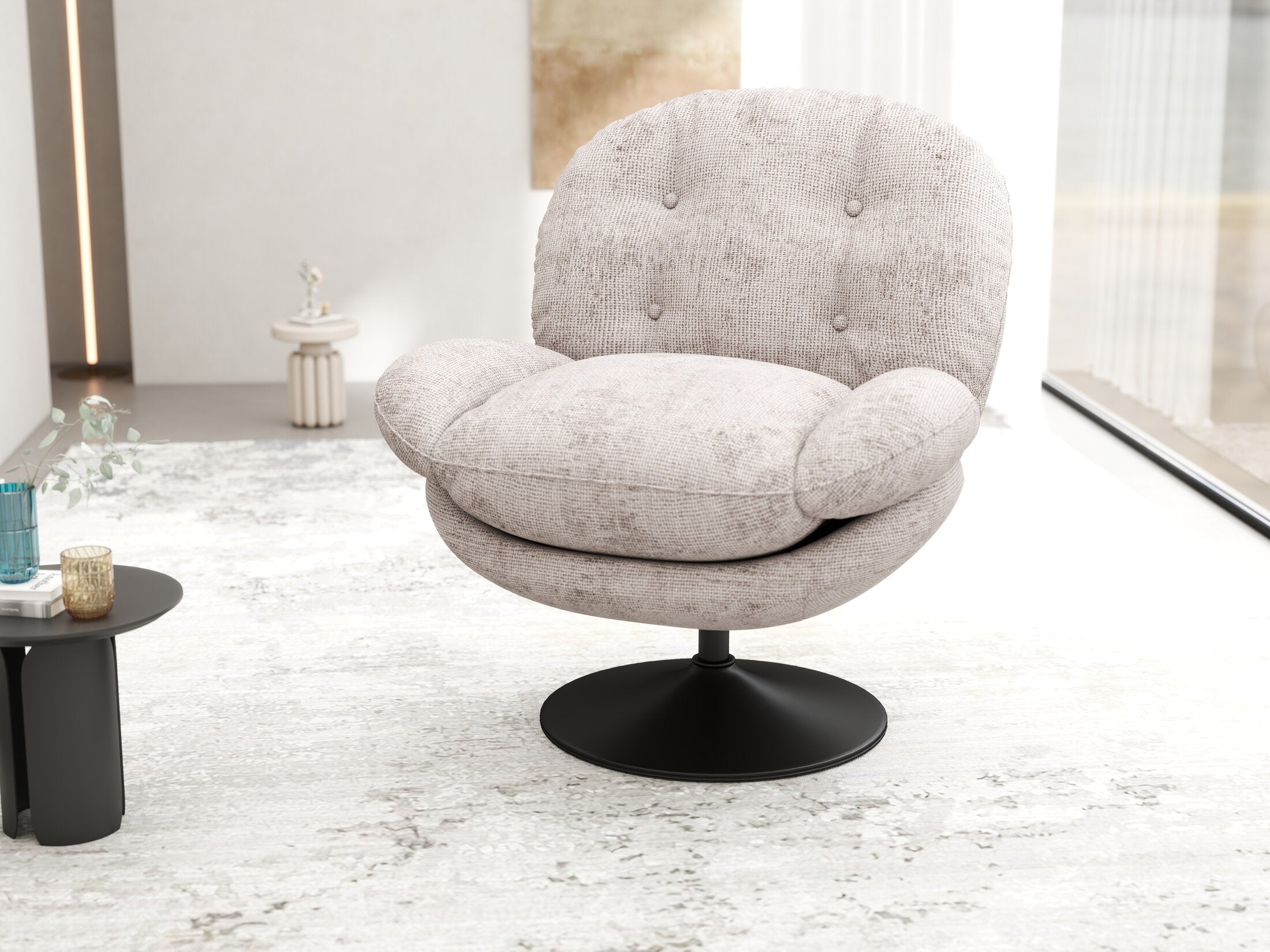 Fotoliu dumonde tapitat Bej modern Amaris 83x95cm