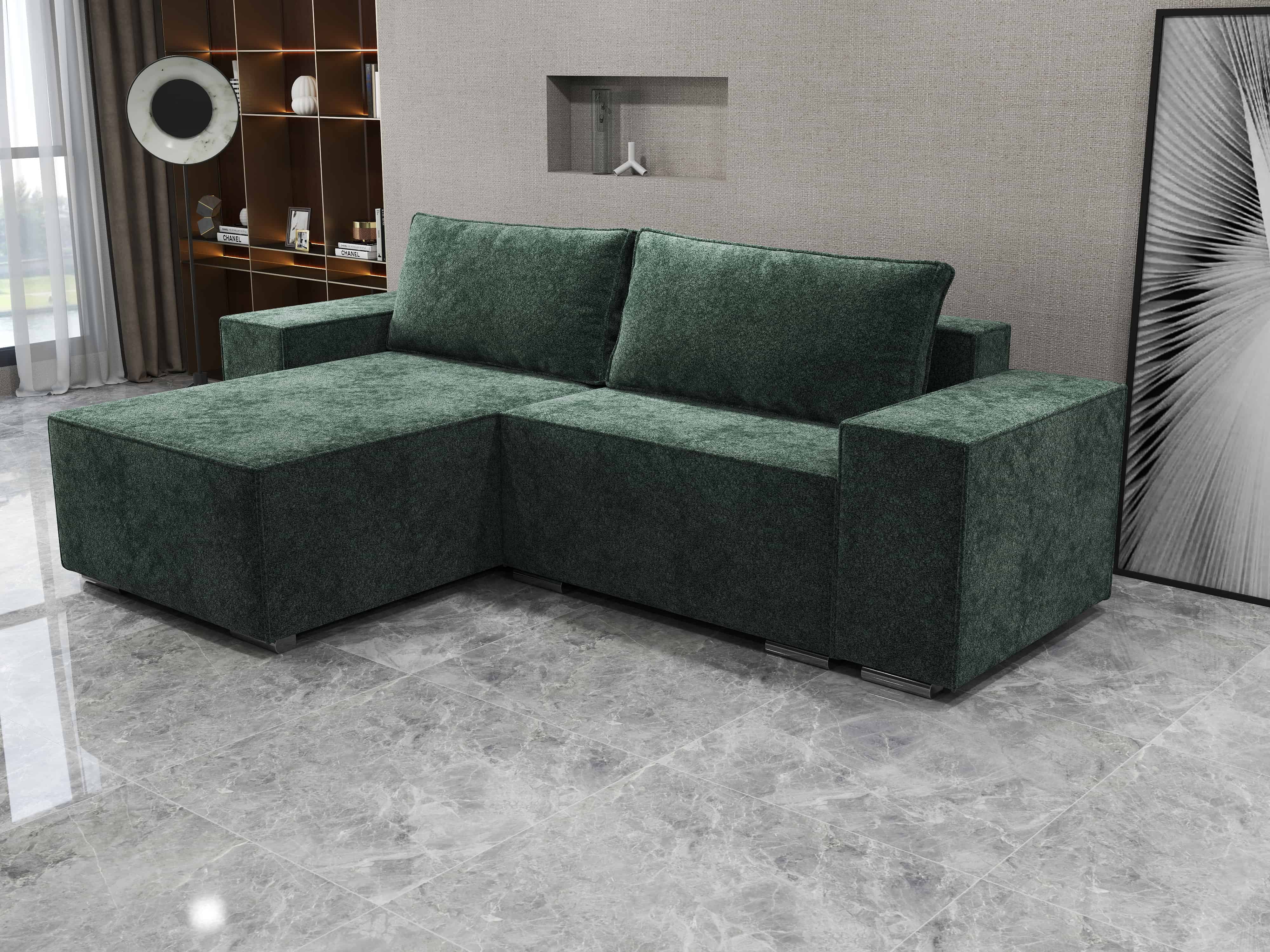 Colțar extensibil dumonde cu ladă de depozitare si sezut confortabil din spuma HR, Dream Euphoria Verde 290x185 cm Fabrica