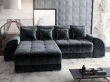 Colțar extensibil dumonde cu ladă de depozitare si sezut confortabil din spuma HR, Verona Euphoria Gri Grafit 290x185 cm Fabrica
