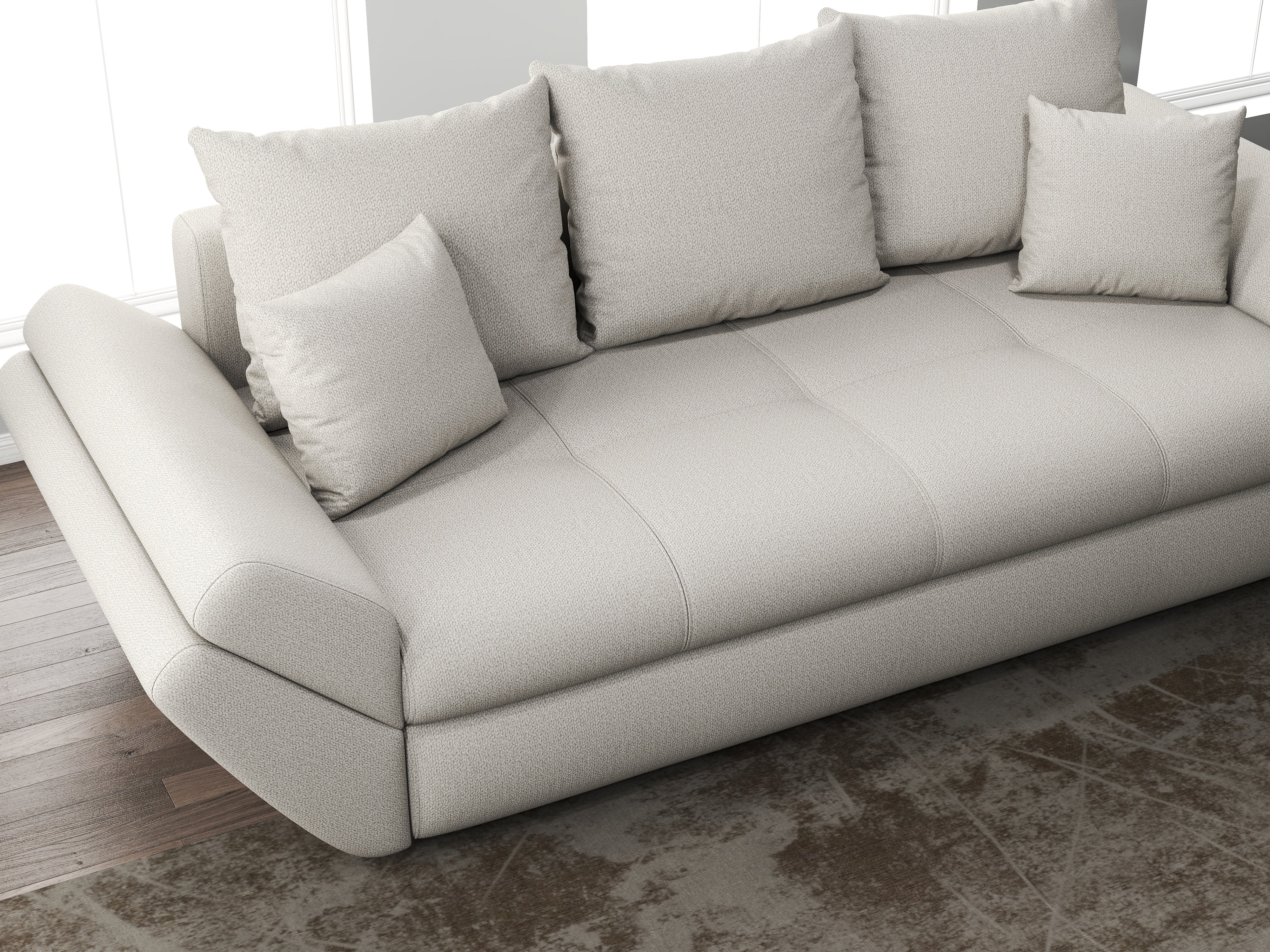 Canapea extensibilă dumonde cu ladă de depozitare si sezut confortabil din spuma HR, Loana Bej 250x100 cm Fabrica