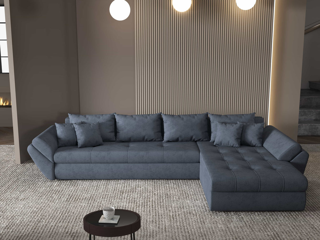Colțar extensibil dumonde cu ladă de depozitare si sezut confortabil din spuma HR, Loana XL Enjoy Gri Antracit II 335x185 cm Fabrica