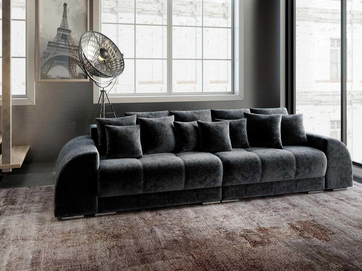 Canapea extensibilă dumonde cu 2 lăzi de depozitare si sezut confortabil din spuma HR, Verona Euphoria Gri Grafit 310x100 cm Fabrica