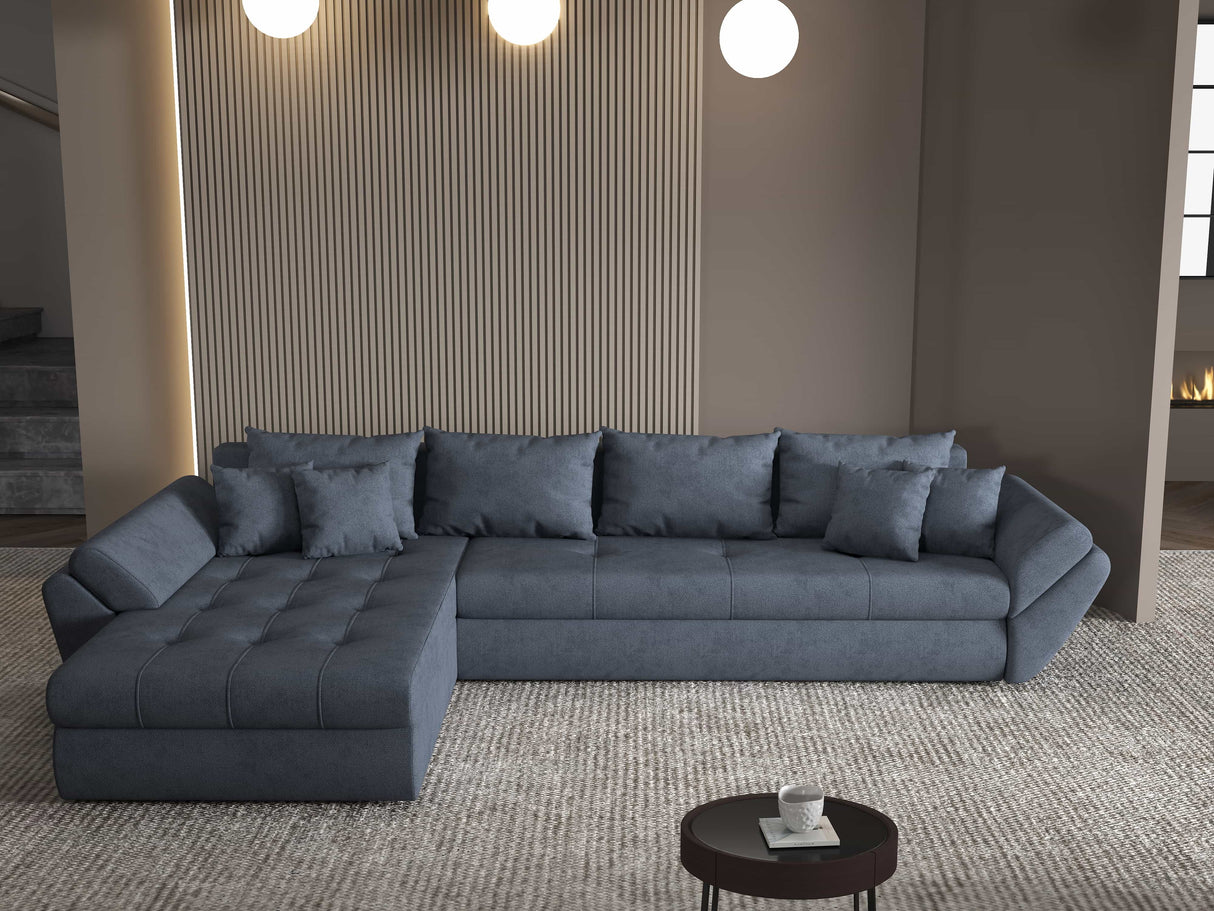 Colțar extensibil dumonde cu ladă de depozitare si sezut confortabil din spuma HR, Loana XL Enjoy Gri Antracit 335x185 cm Fabrica
