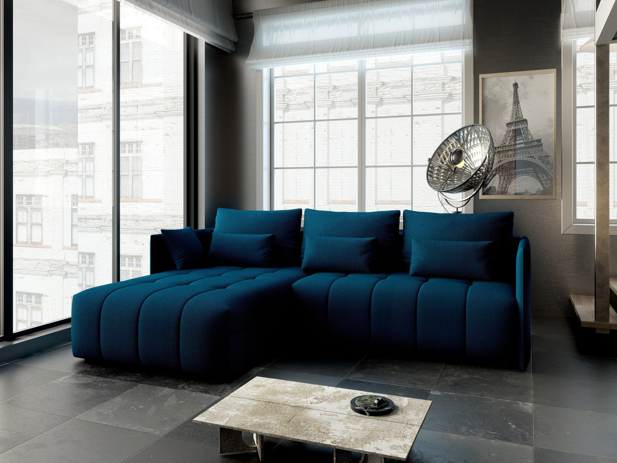 Colțar extensibil dumonde cu ladă de depozitare si sezut confortabil din spuma HR, Malta Verde Petrol 235x185 cm Fabrica