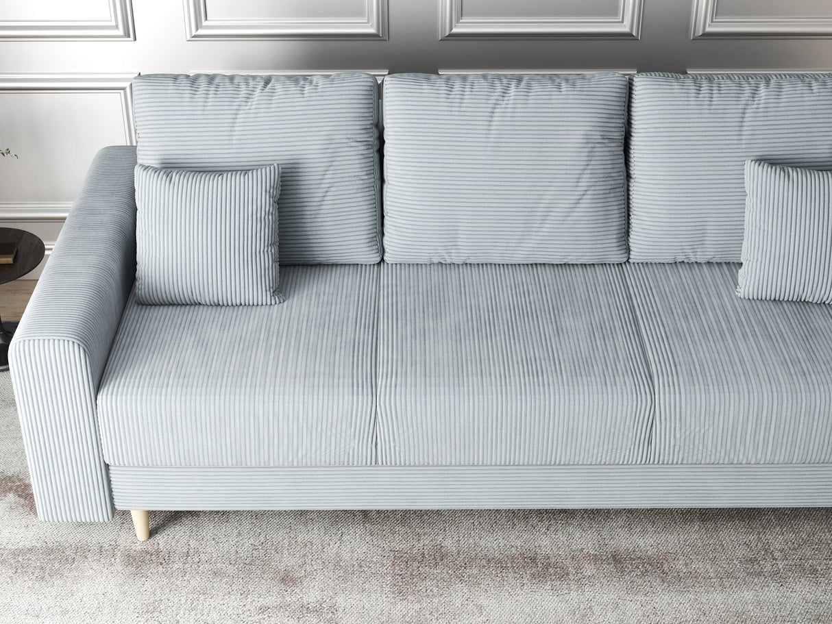 Canapea extensibilă dumonde cu ladă de depozitare si sezut confortabil din spuma HR, Kronos Zoom Gri Mint 210x100 cm fabrica