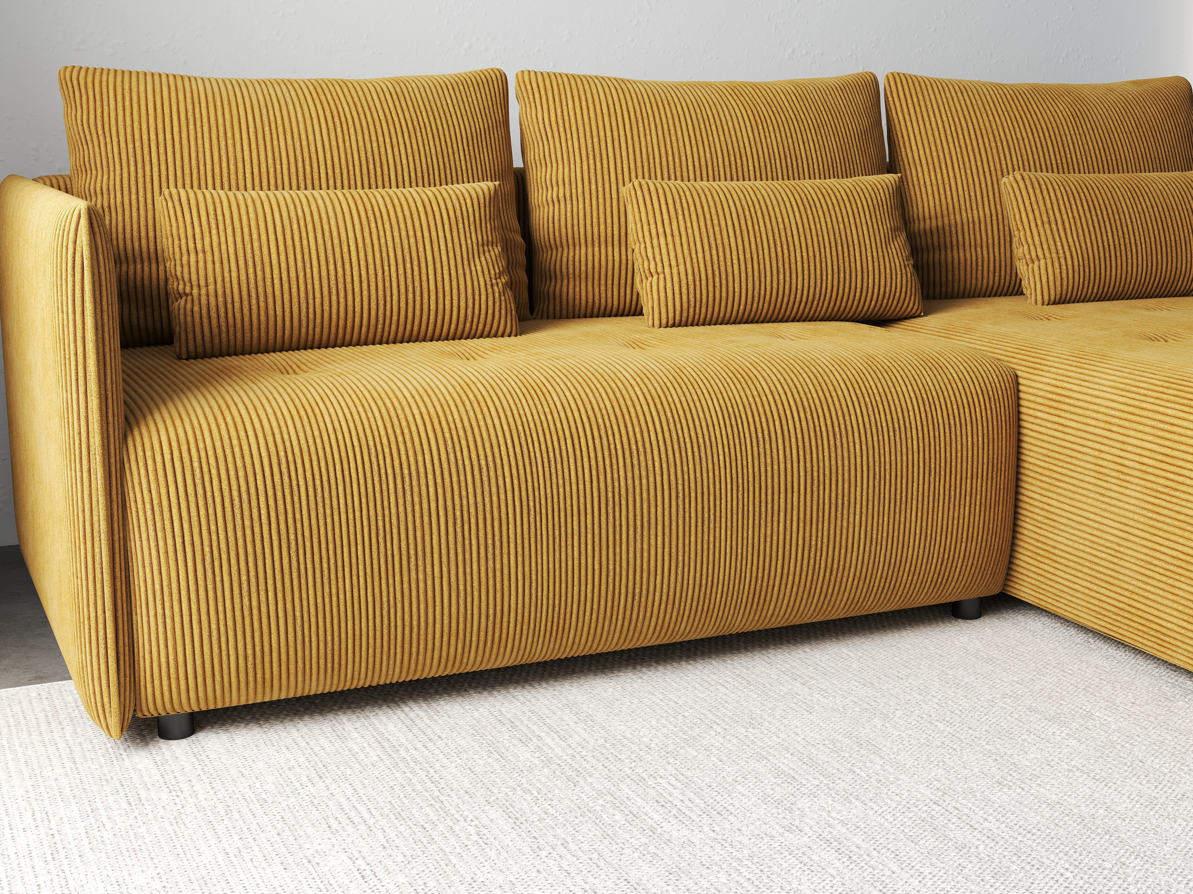 Colțar extensibil dumonde cu ladă de depozitare si sezut confortabil din spuma HR, Malta Zoom Mustar 235x185 cm Fabrica