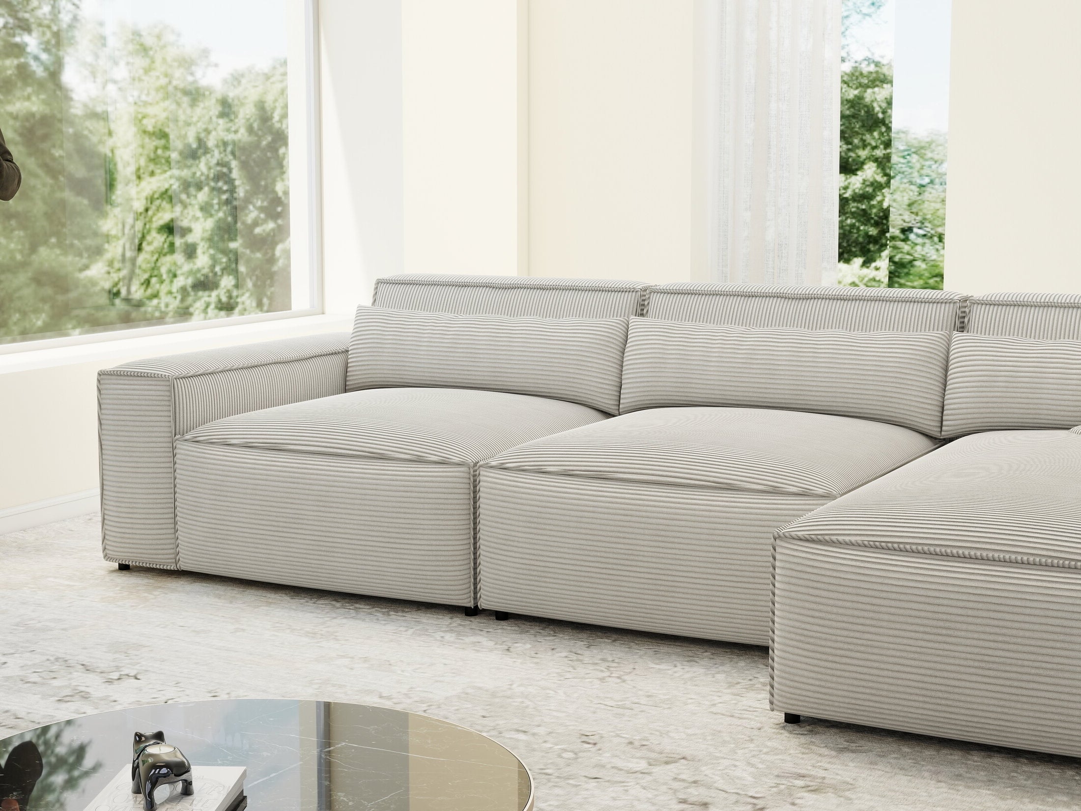 Colțar dumonde cu sezut confortabil din spuma HR, Marvelo XL Zoom Gri Mint 366x175 cm II