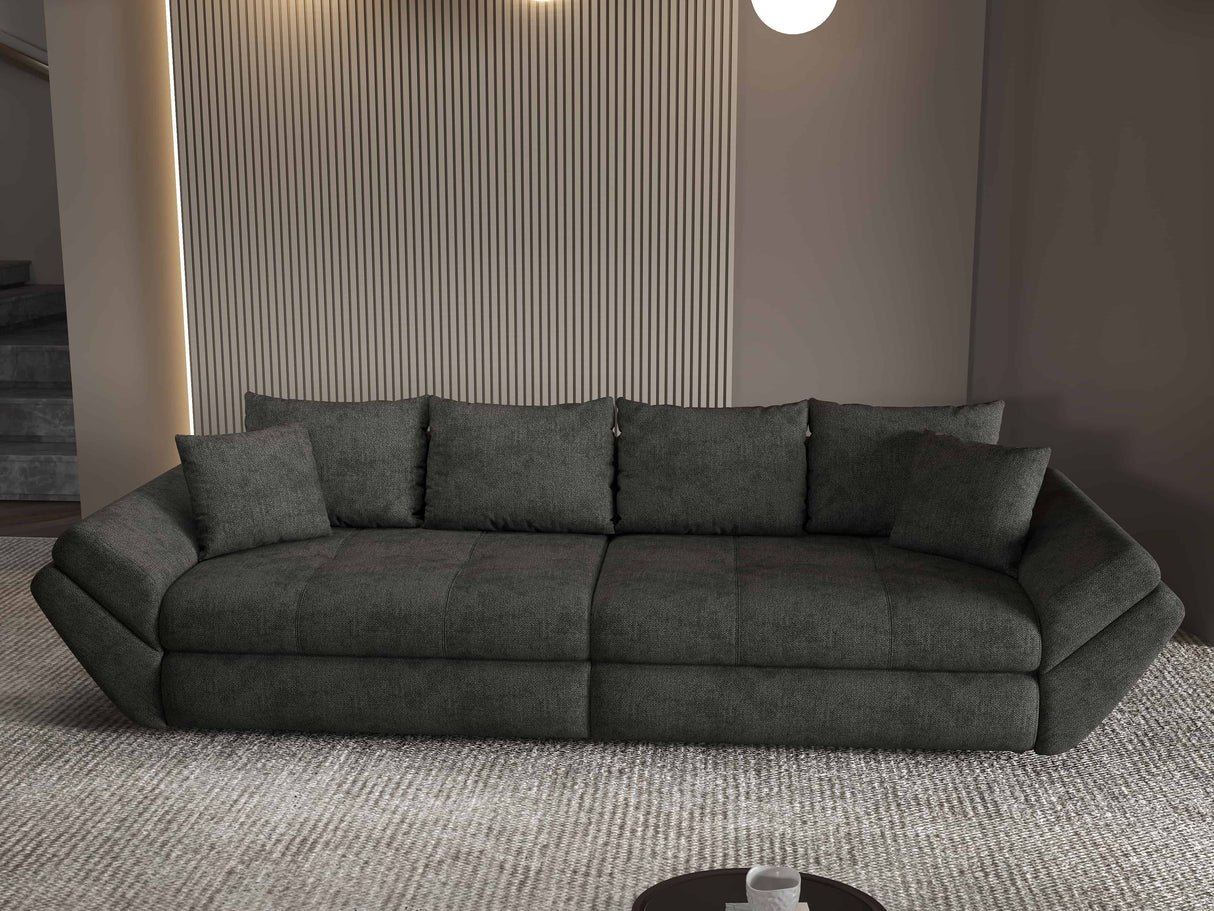 Canapea extensibilă dumonde cu ladă de depozitare si sezut confortabil din spuma HR, Loana Enjoy Negru 300x100 cm Fabrica