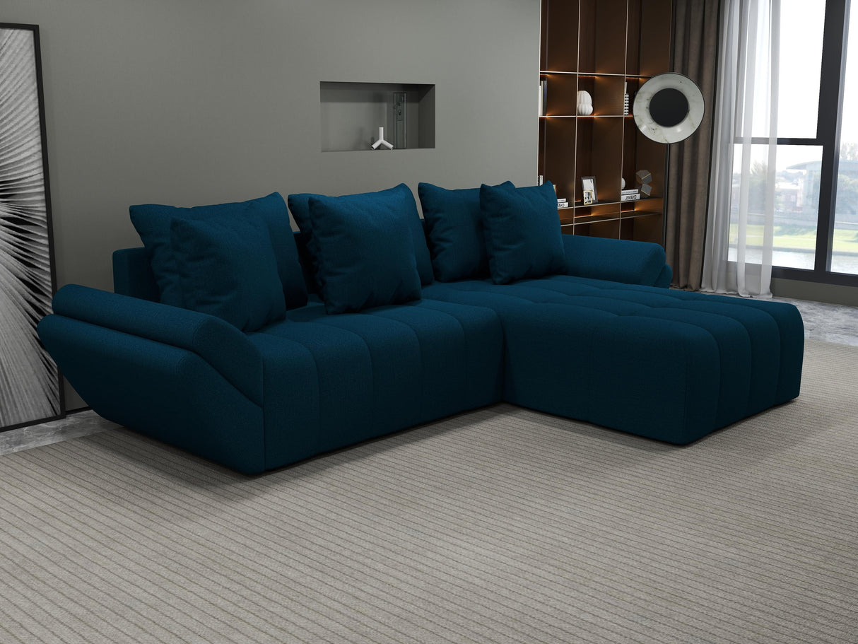 Colțar extensibil dumonde cu ladă de depozitare si sezut confortabil din spuma HR, Berlin Enjoy Verde Petrol 280x185 cm II Fabrica