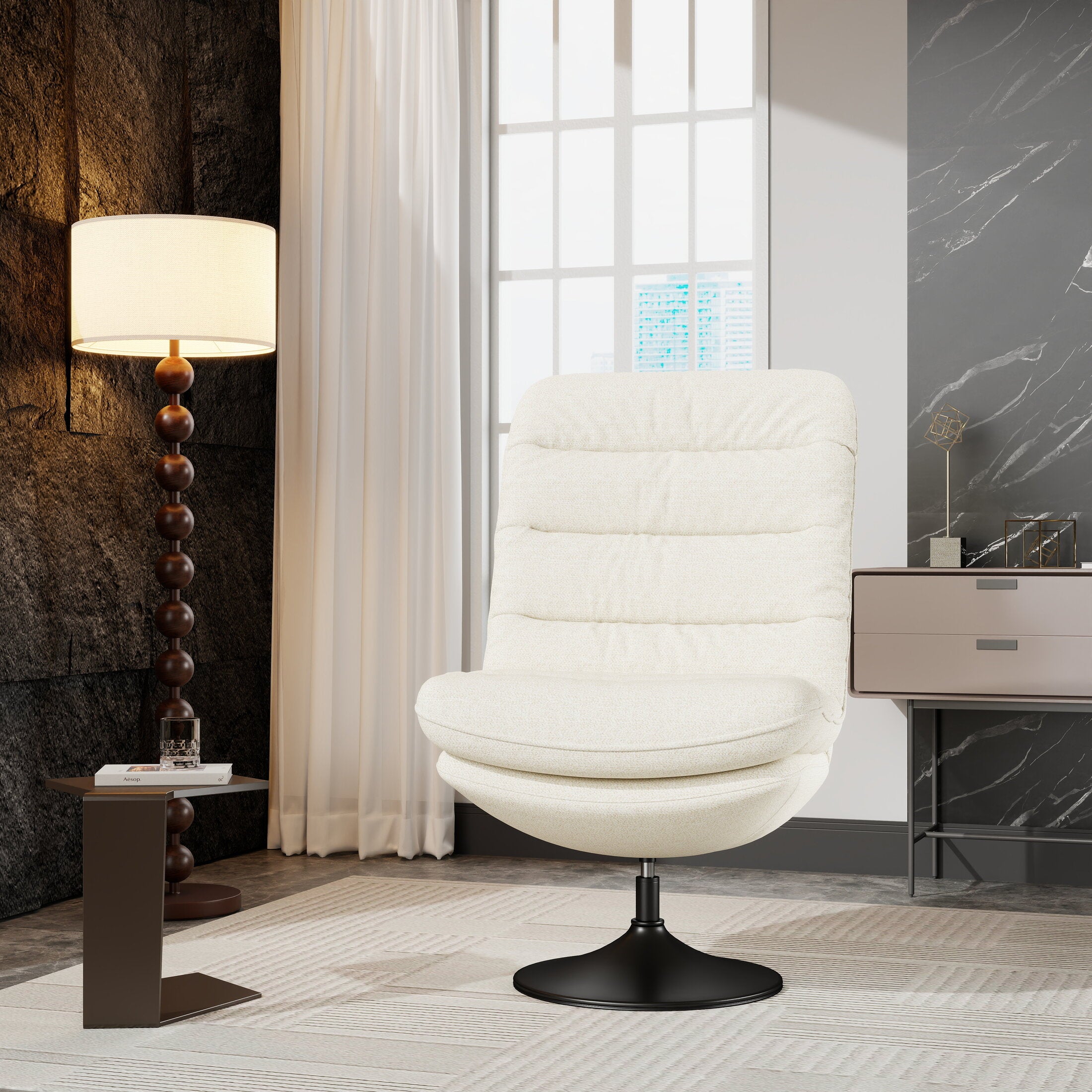 Fotoliu dumonde tapitat Bej modern Cortéz 77x83cm