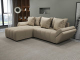 Colțar extensibil dumonde cu ladă de depozitare si sezut confortabil din spuma HR, Berlin Enjoy Beige 280x185 cm Fabrica