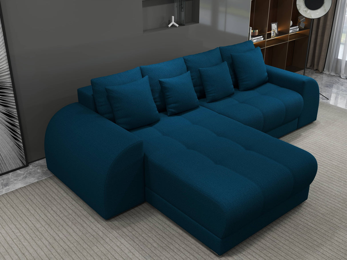 Colțar extensibil dumonde cu ladă de depozitare si sezut confortabil din spuma HR, Verona Enjoy Verde Petrol 290x185 cm Fabrica