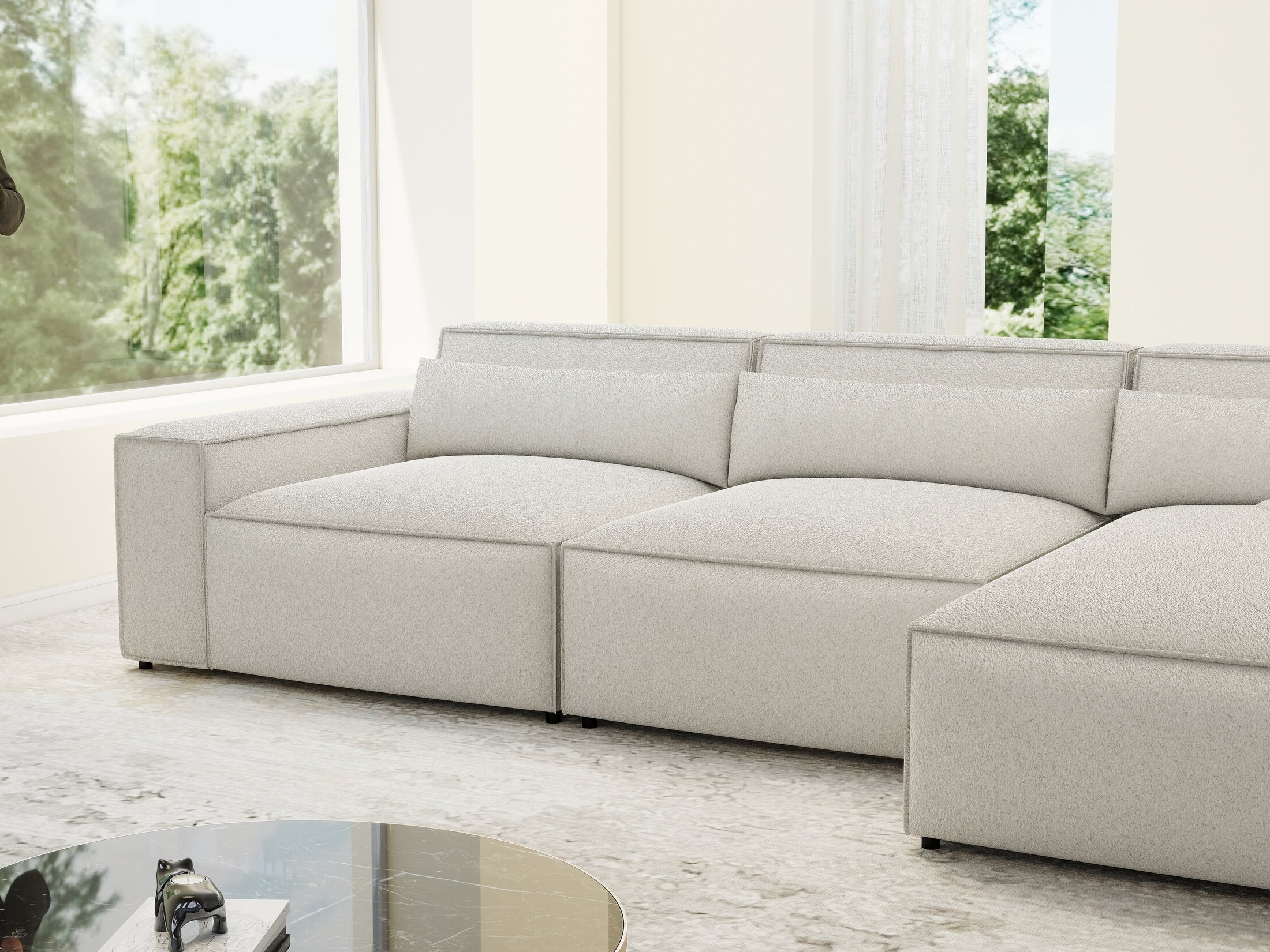 Colțar dumonde cu sezut confortabil din spuma HR, Marvelo XL Euphoria Alb 366x175 cm II