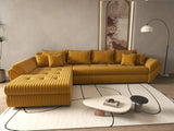 Colțar extensibil dumonde cu ladă de depozitare si sezut confortabil din spuma HR, Loana XL Ambience Mustar 335x185 cm Fabrica