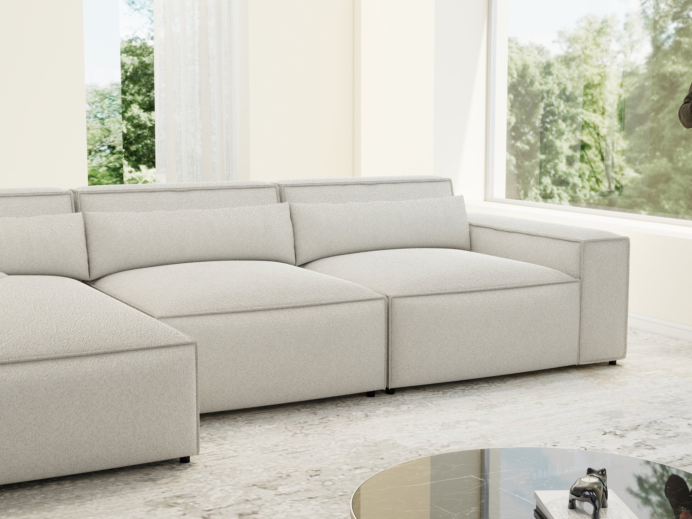 Colțar dumonde cu sezut confortabil din spuma HR, Marvelo XL Euphoria Alb 366x175 cm