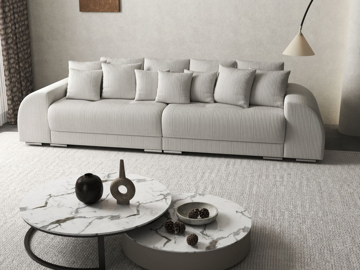 Canapea extensibilă dumonde cu 2 lăzi de depozitare si sezut confortabil din spuma HR, Verona Zoom Light Grey 310x100 cm Fabrica