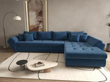Colțar extensibil dumonde cu ladă de depozitare si sezut confortabil din spuma HR, Loana XL Zoom Albastru II 335x185 cm Fabrica