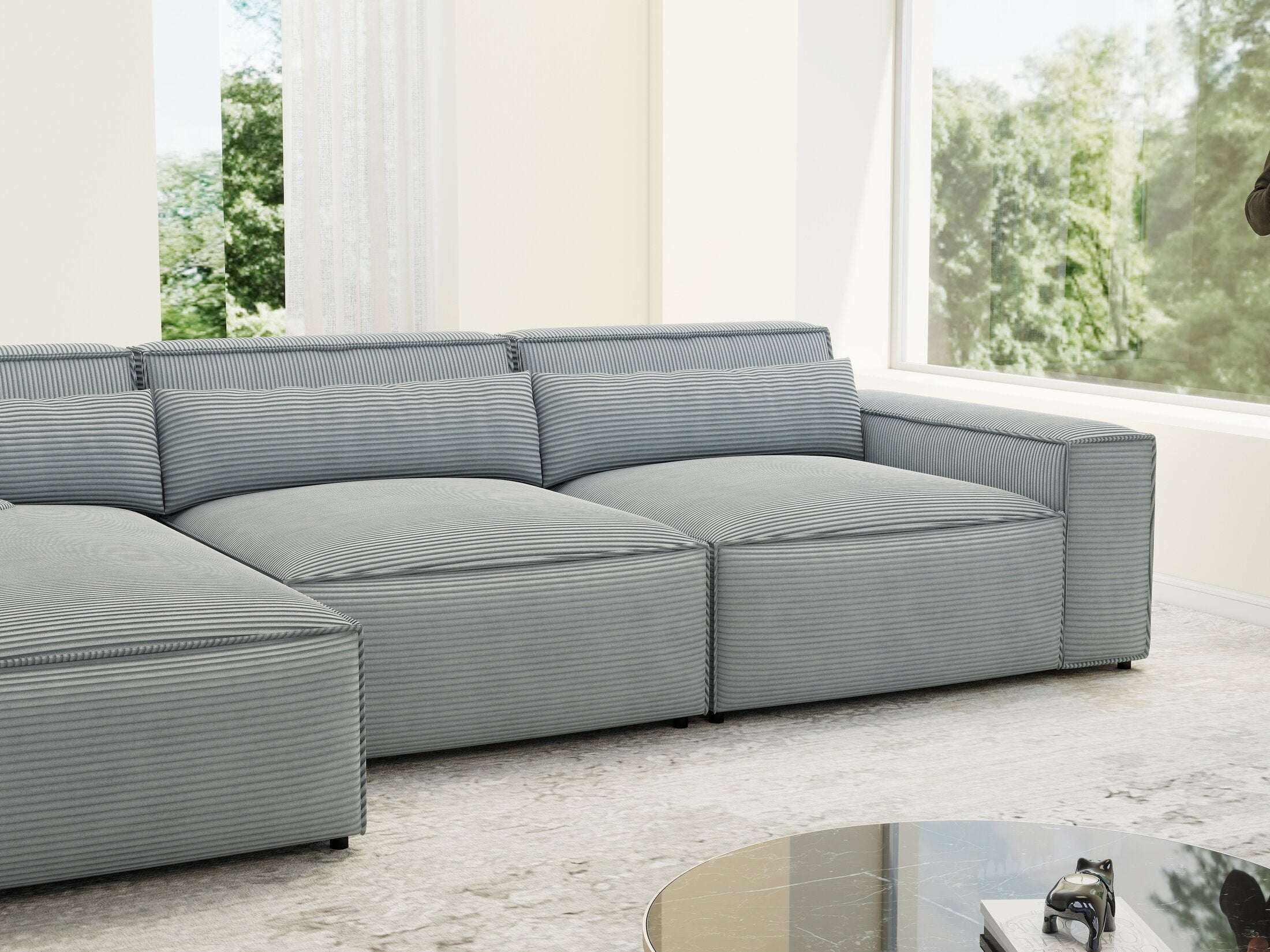 Colțar dumonde cu sezut confortabil din spuma HR, Marvelo XL Zoom Gri 366x175 cm