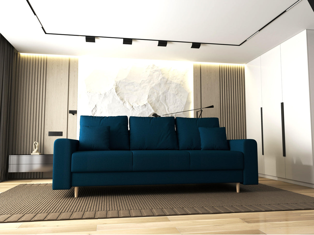 Canapea extensibilă dumonde cu ladă de depozitare si sezut confortabil din spuma HR, Kronos Enjoy Verde Petrol 210x100 cm fabrica