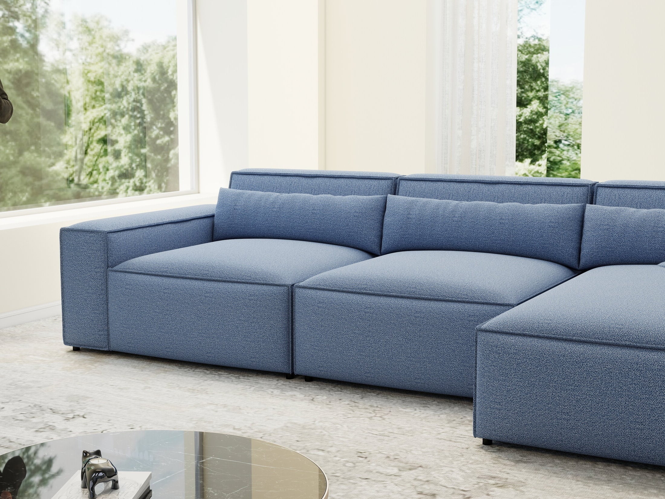 Colțar dumonde cu sezut confortabil din spuma HR, Marvelo XL Enjoy Albastru 366x175 cm II