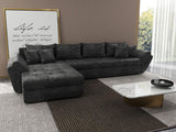 Colțar extensibil dumonde cu ladă de depozitare si sezut confortabil din spuma HR, Loana XL Euphoria Negru 335x185 cm Fabrica