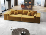 Canapea extensibilă dumonde cu ladă de depozitare si sezut confortabil din spuma HR, Marbela Royal Mustar XXL 295x100 cm fabrica
