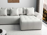 Colțar extensibil dumonde cu ladă de depozitare si sezut confortabil din spuma HR, Berlin XL Zoom Pearl 350x185 cm II Fabrica