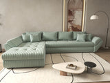 Colțar extensibil dumonde cu ladă de depozitare si sezut confortabil din spuma HR, Loana XL Ambience Mint 335x185 cm Fabrica