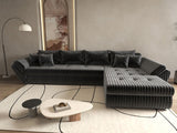 Colțar extensibil dumonde cu ladă de depozitare si sezut confortabil din spuma HR, Loana XL Ambience Gri II 335x185 cm Fabrica