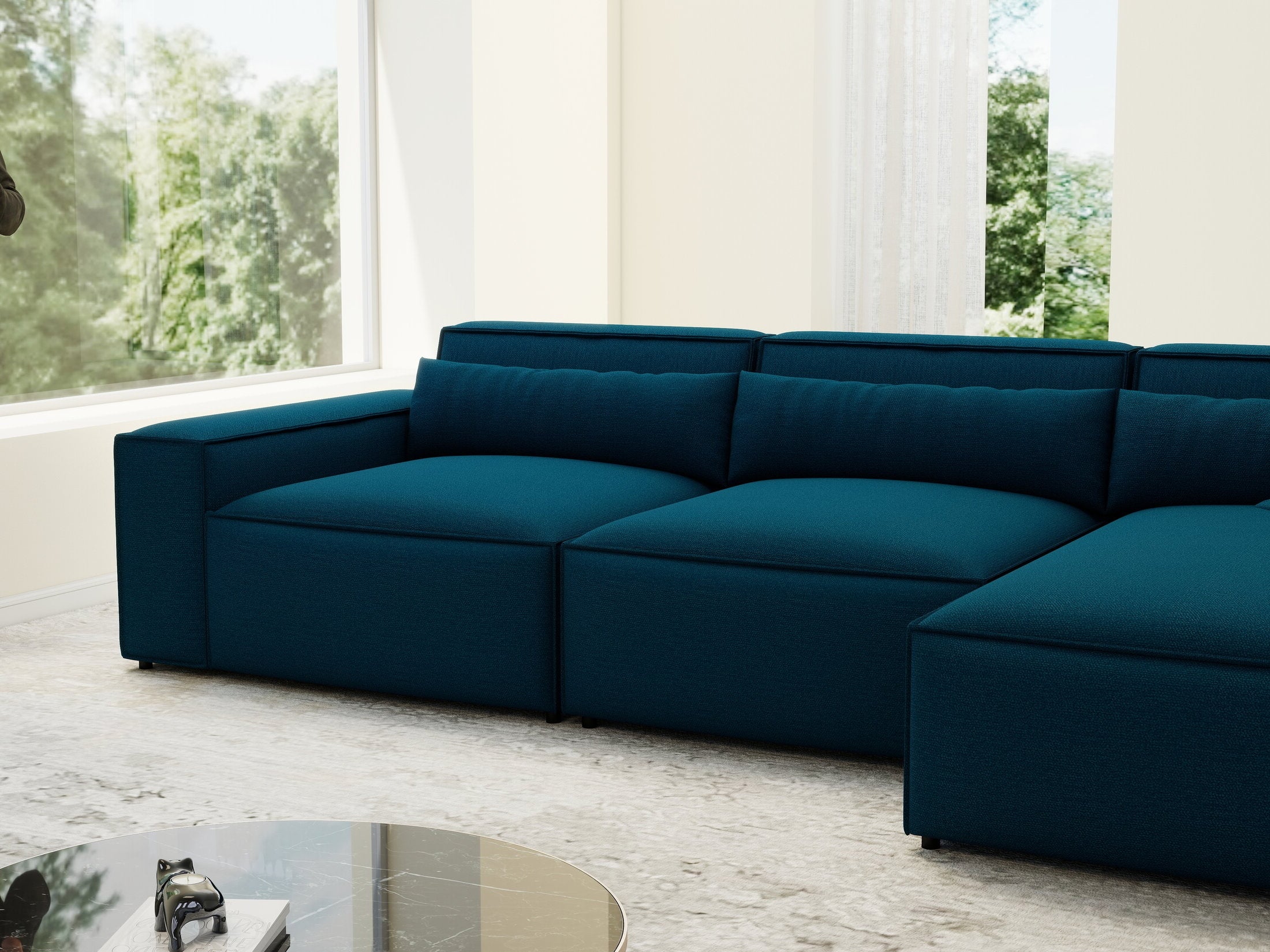 Colțar dumonde cu sezut confortabil din spuma HR, Marvelo XL Enjoy Verde Petrol 366x175 cm II