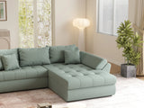 Colțar extensibil dumonde cu ladă de depozitare si sezut confortabil din spuma HR, Loana Mint II 270x185 cm Fabrica