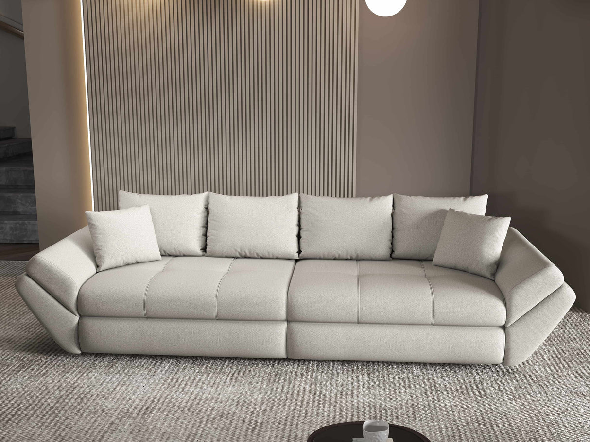 Canapea extensibilă dumonde cu ladă de depozitare si sezut confortabil din spuma HR, Loana Enjoy Bej 300x100 cm Fabrica