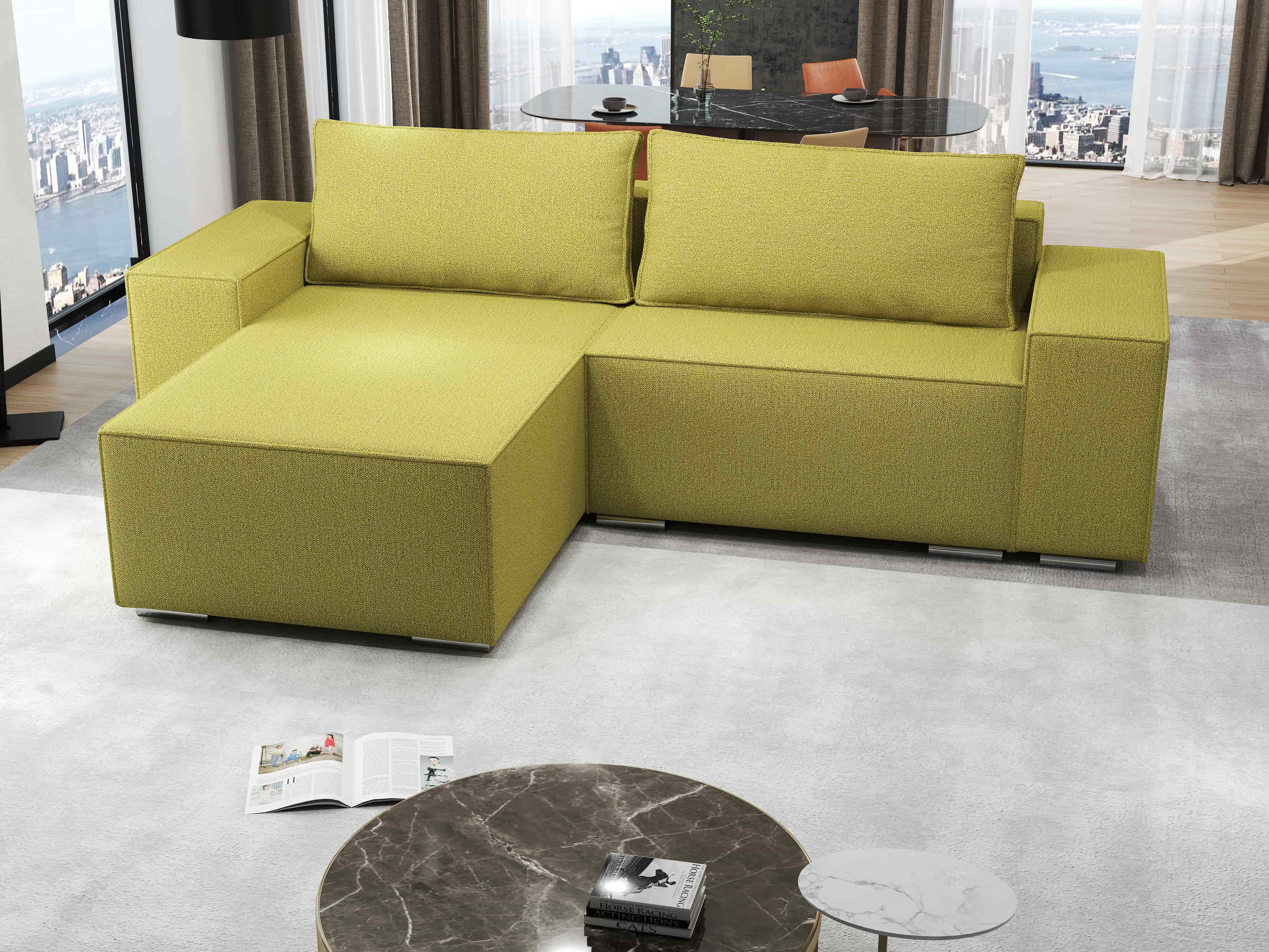Colțar extensibil dumonde cu ladă de depozitare si sezut confortabil din spuma HR, Dream Enjoy Verde 290x185 cm Fabrica