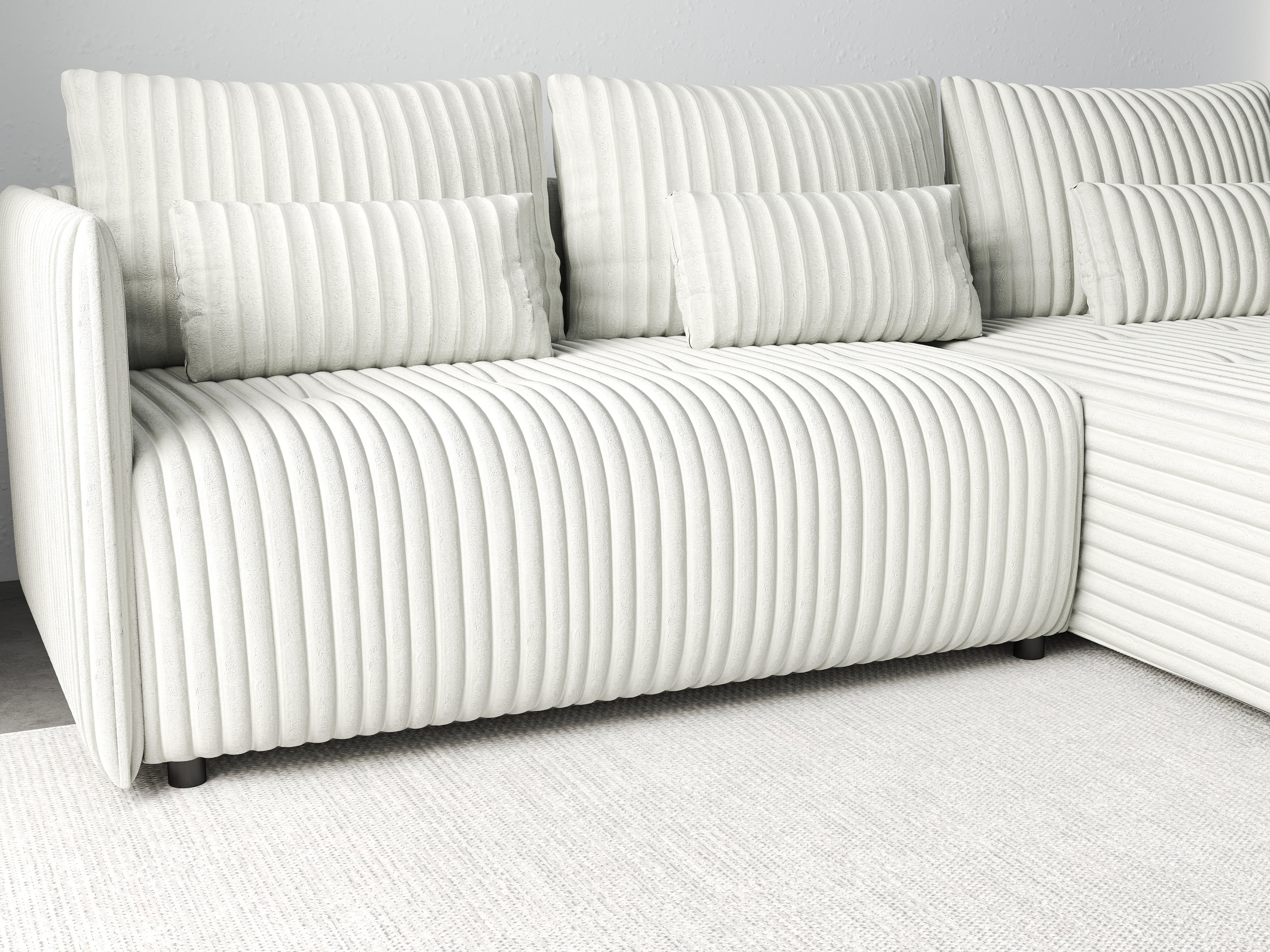 Colțar extensibil dumonde cu ladă de depozitare si sezut confortabil din spuma HR, Malta Ambience White II 235x185 cm Fabrica